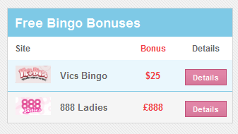 bingo bonuses widget